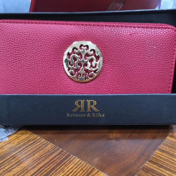 Red Wallet with Gold Accent - Picture 1 of 8